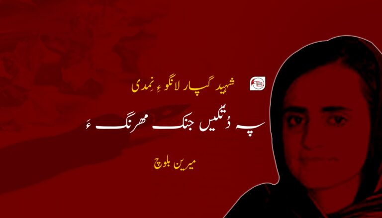 شہید گپار لانگو ءِ نِمدی پہ دُتّکیں جنک مھرنگ ءَ – میرین بلوچ