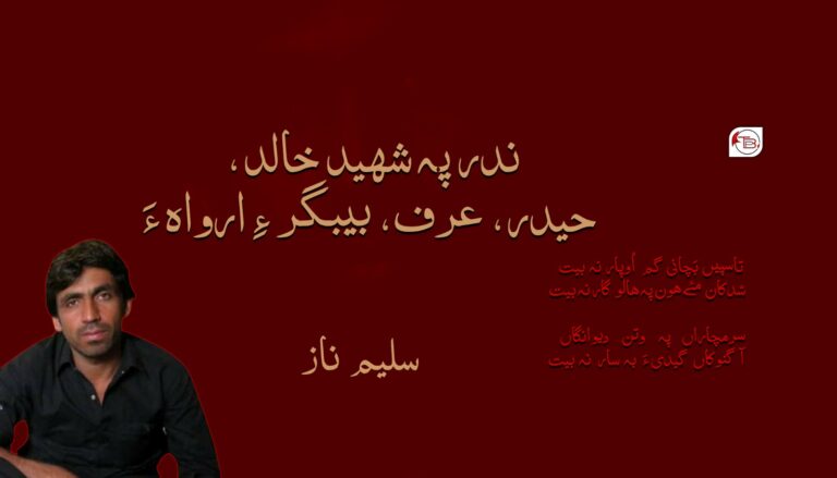 ندر پہ شهید خالد حیدر عرف بیبگر ءِ اروه ءَ-سلیم ناز