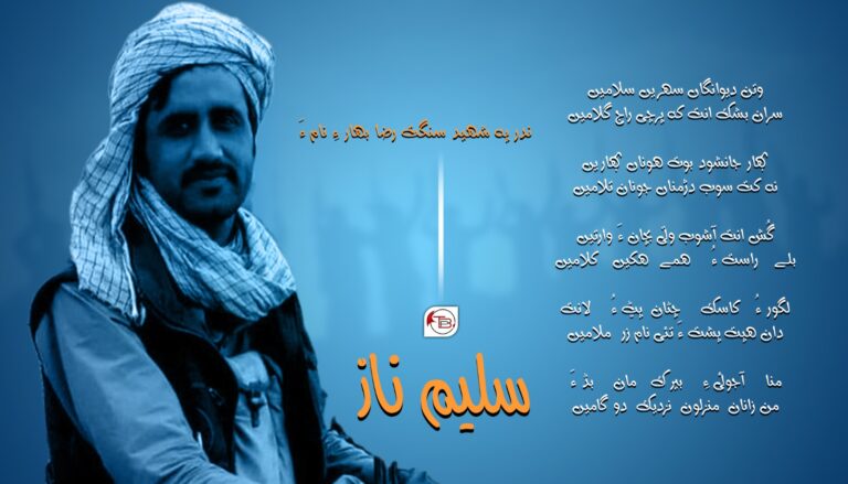 ندر پہ شهید سنگت رضا بهار ءِ نام ءَ- سلیم ناز