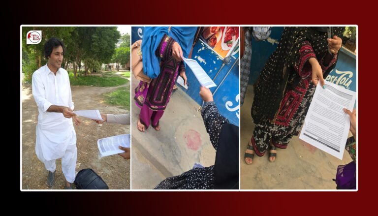 کراچی ءَ بساک ءِ نیمگ ءَ زھرشانی ءِ درگت ءَ پمفلیٹ شنگ ءُ تالان کنگ بیتگ اَنت