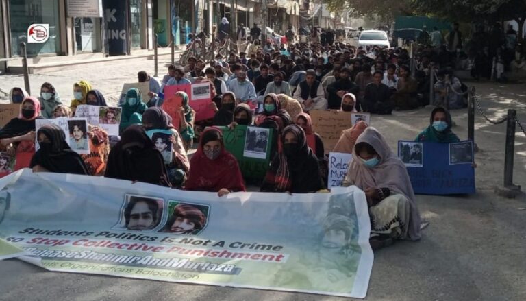 بلوچ نودربرانی زورانسری آوار جنی ءِ بگیری ءَ وائس فار بلوچ مسنگ پرسننز نیمگ ءِ کراچی ءَ زھرشانی ءِ جار جتگ
