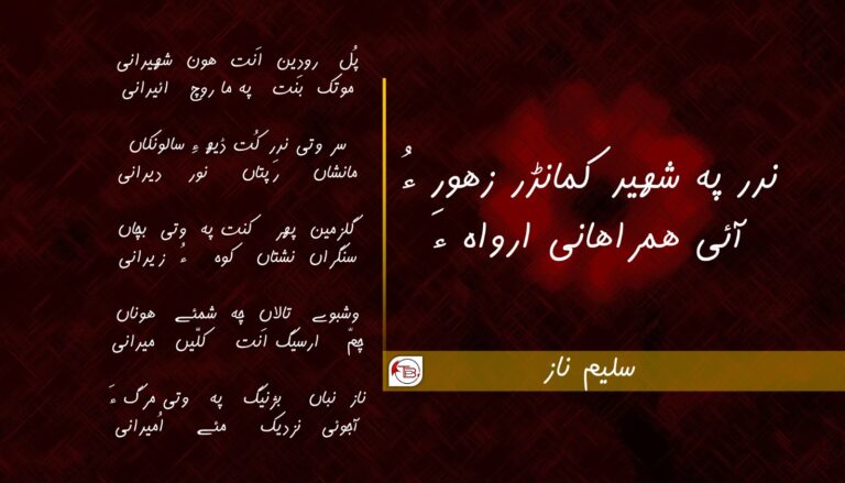 ندر پہ شهید کمانڈر زهور ءُ آئی همراھانی ارواه ءَ – سلیم ناز