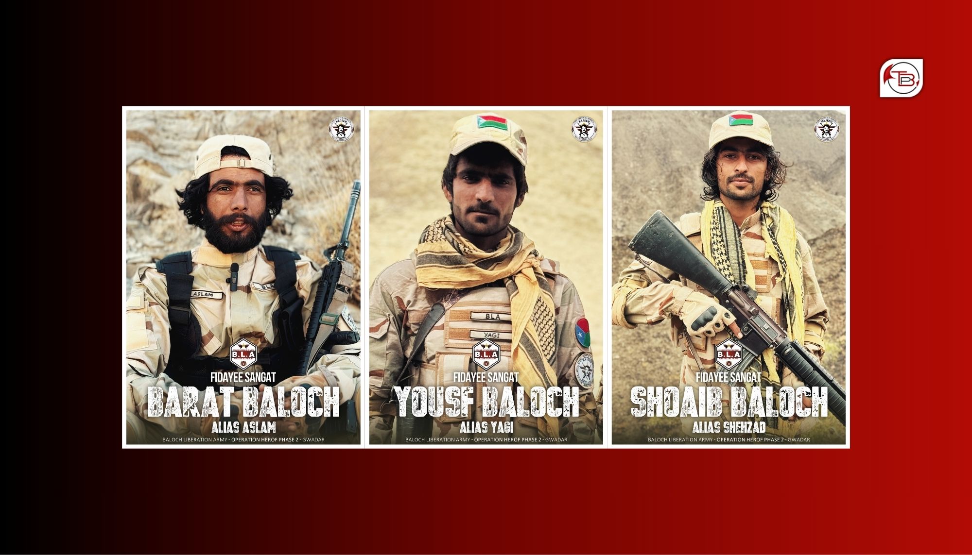 بی ایل اے ءَ وتی دگہ 3 فدائینانی اکس ءُ اھوال شنگ کتگ انت