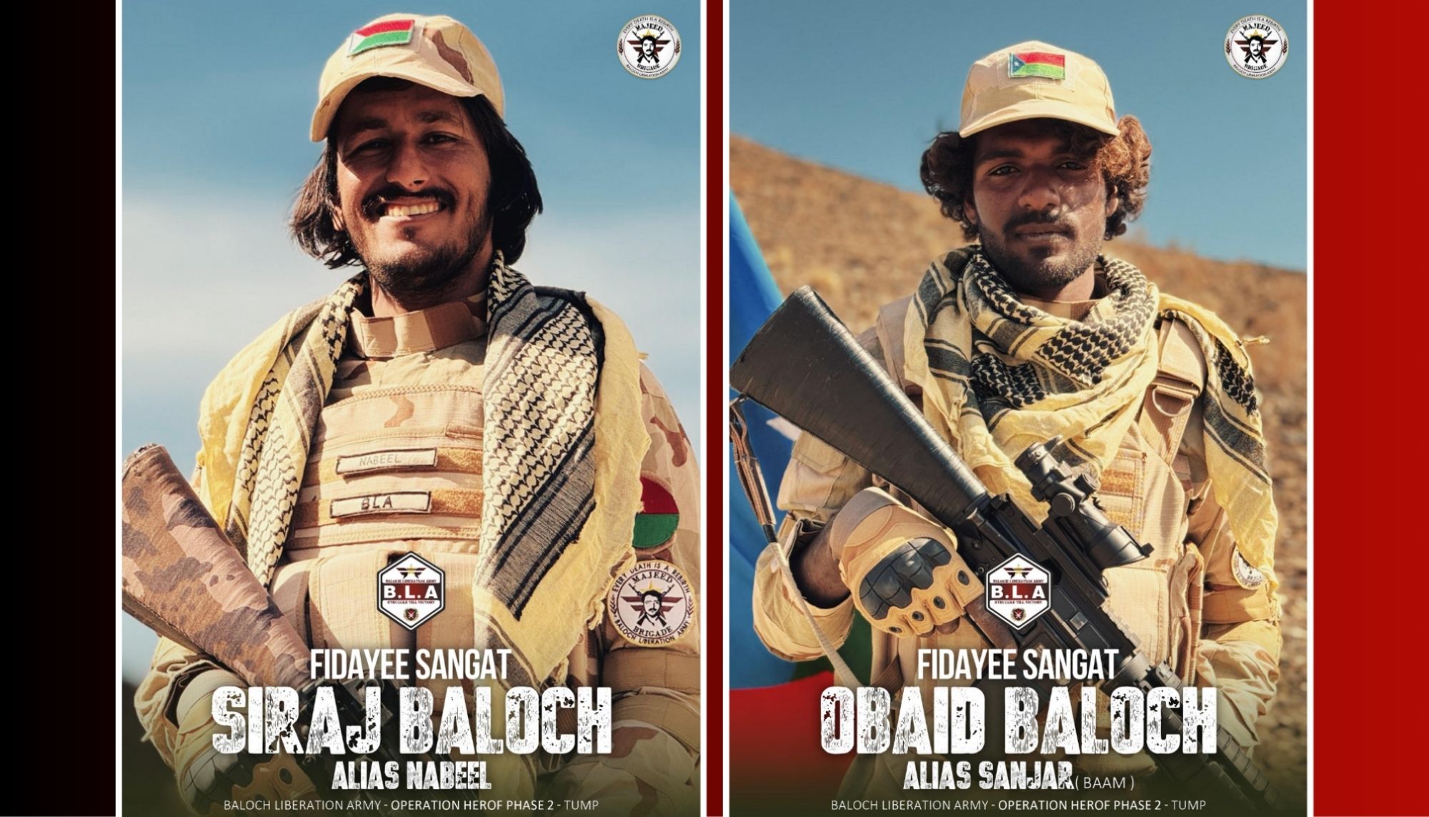 بی ایل اے ءَ آپریشن ھیروپ ءَ ھواریں تمپ رودبن ءُ پل آباد ءَ دو فدائینانی اکس شنگ کتگ انت