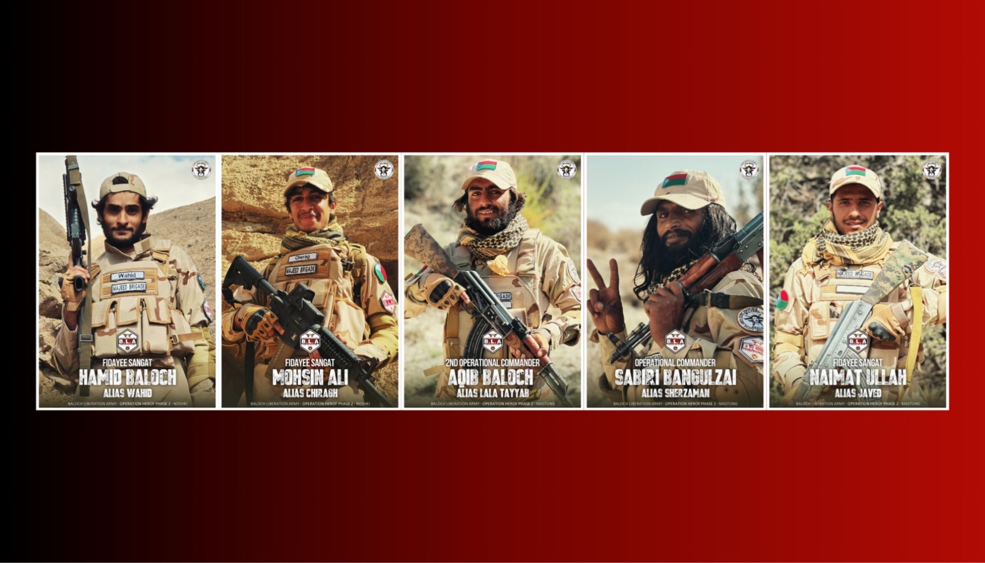 بی ایل اے ءَ آپریشن ھیروپ ءَ ھواریں دگہ پنچ فدائینانی اکس شنگ کتگ انت